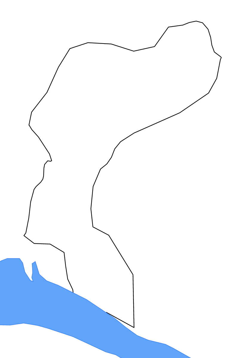 Mapa de contorno de Qakh, Azerbaijan con lagos y ríos.