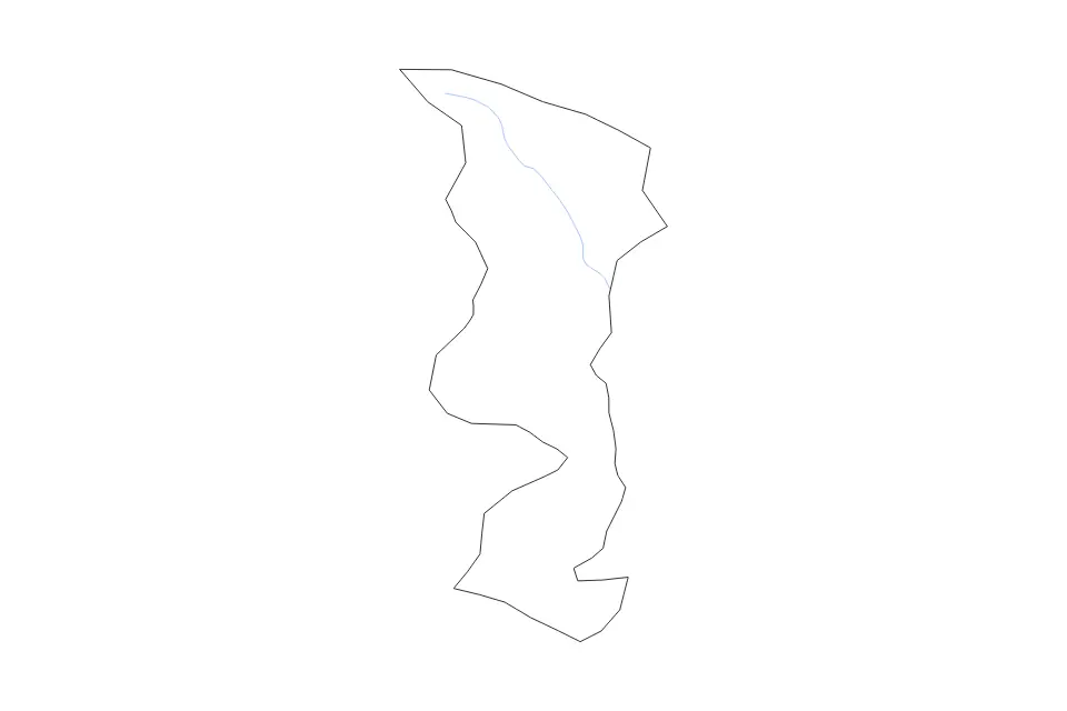 Outline map of Shamakhi District, Azerbaijan with subdivision borders and rivers.