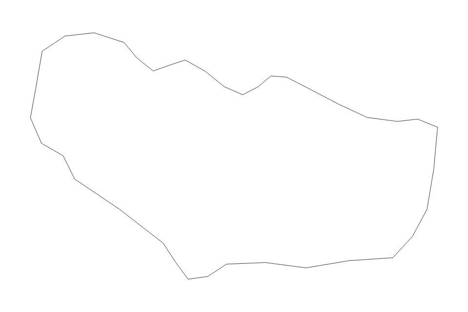 Outline map of Ujar District, Azerbaijan with subdivision borders.