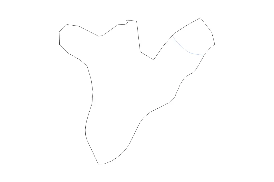 Outline map of Zangilan District, Azerbaijan with subdivision borders and rivers.