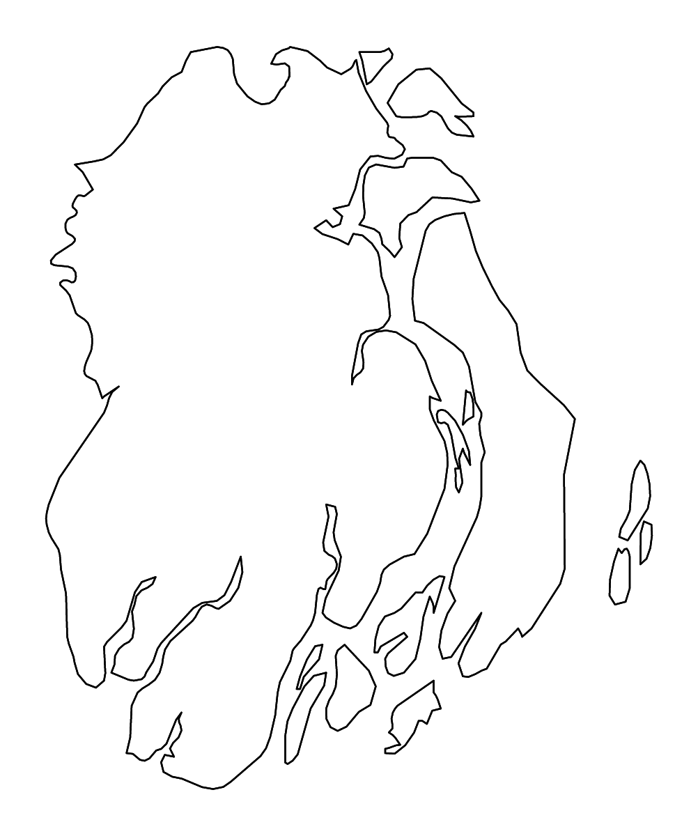 Mapa de contorno de Barisal, Bangladesh con ríos.