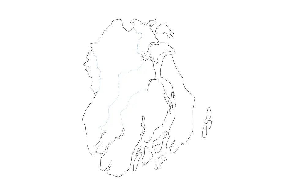 Mapa de Barisal, Bangladesh de tipo contorno y ríos para Asia, con contorno y ríos con límites limpios.