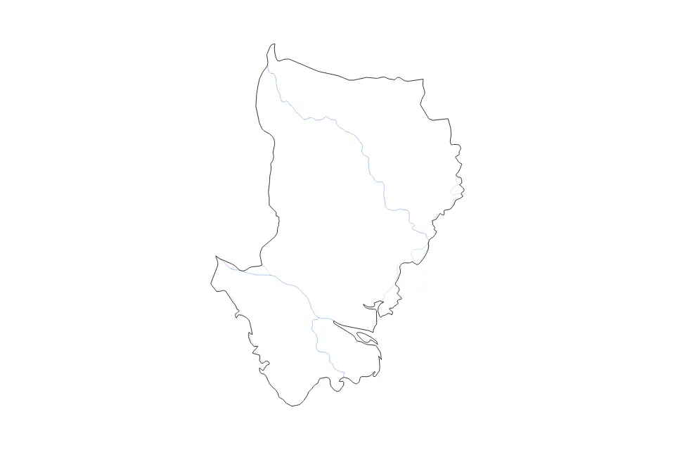 Carte de Dhaka, Bangladesh de type contour et rivières pour Asie, montrant contour et rivières avec des limites nettes.