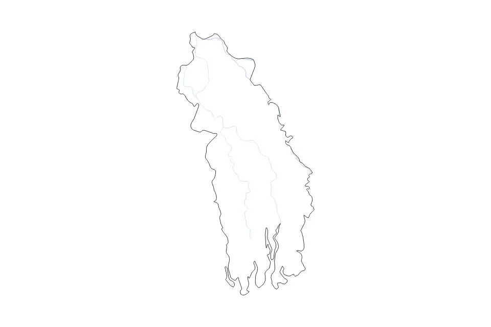Carte de Khulna, Bangladesh de type contour et rivières pour Asie, montrant contour et rivières avec des limites nettes.