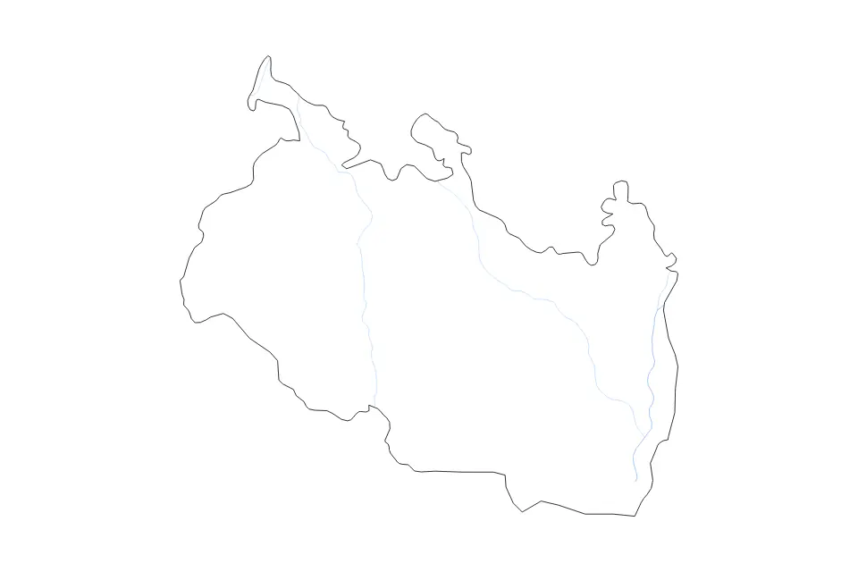 Outline map of Rangpur Division, Bangladesh with subdivision borders and rivers.