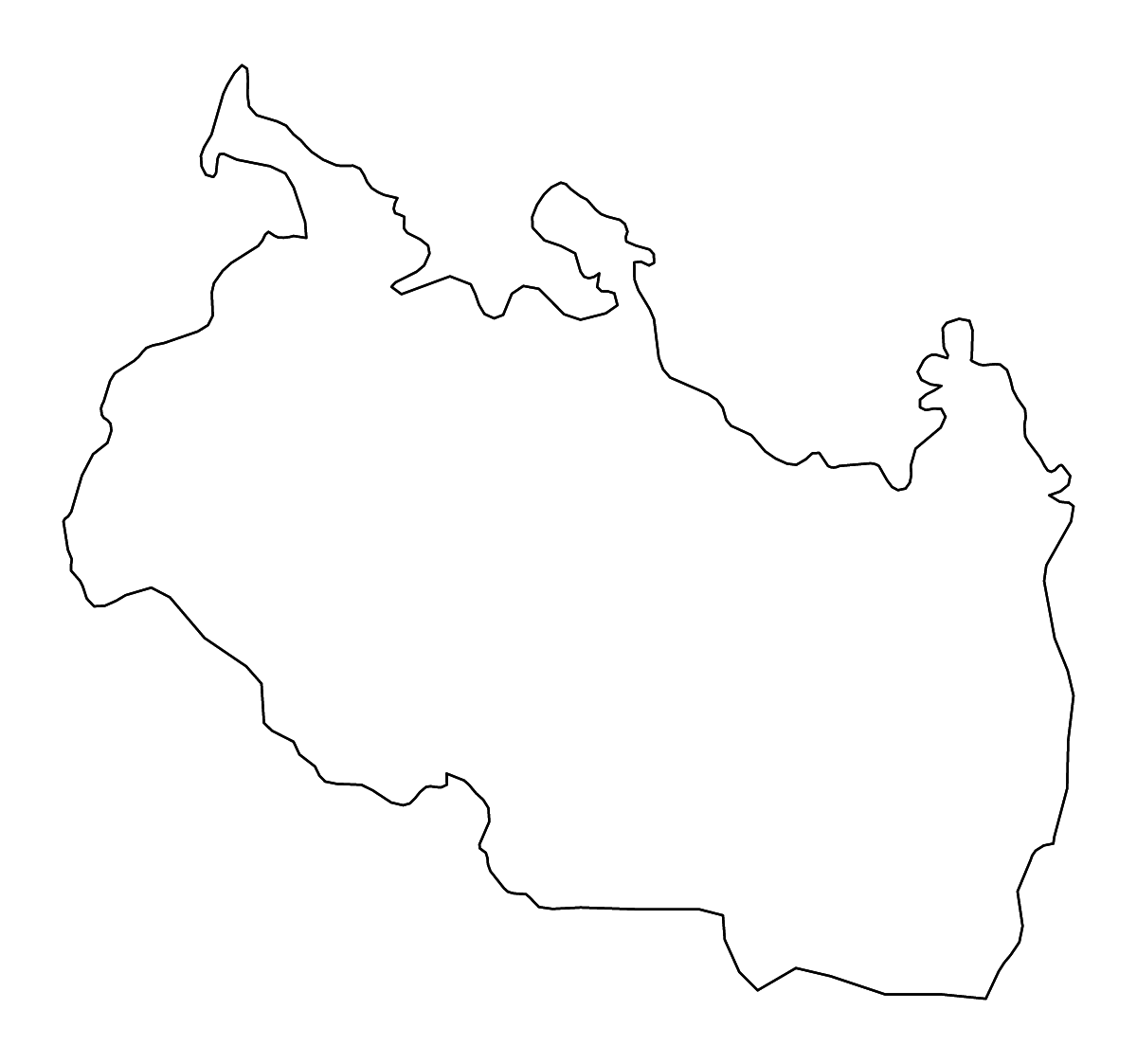 Mapa de contorno de Rangpur, Bangladesh con ríos.