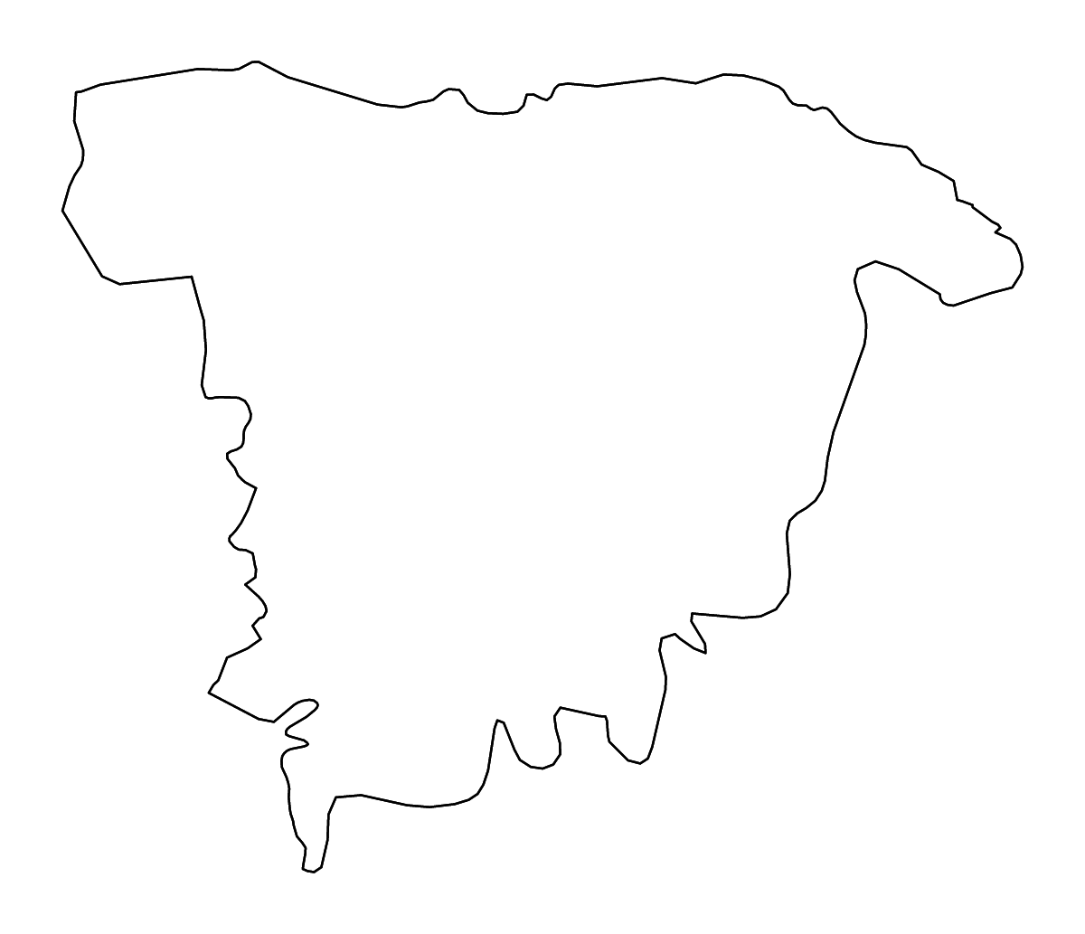 Mapa de contorno de Sylhet, Bangladesh con ríos.