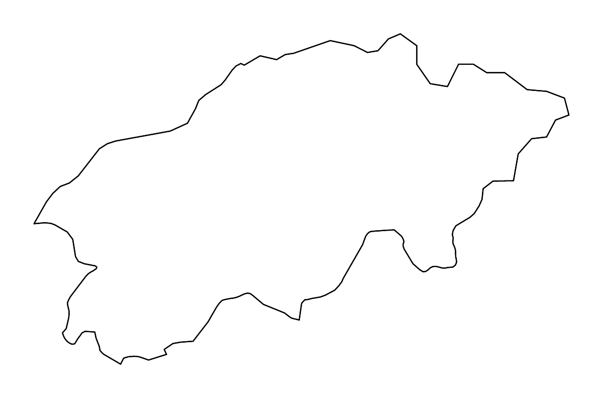 Outline map of Gasa District, Bhutan with rivers.