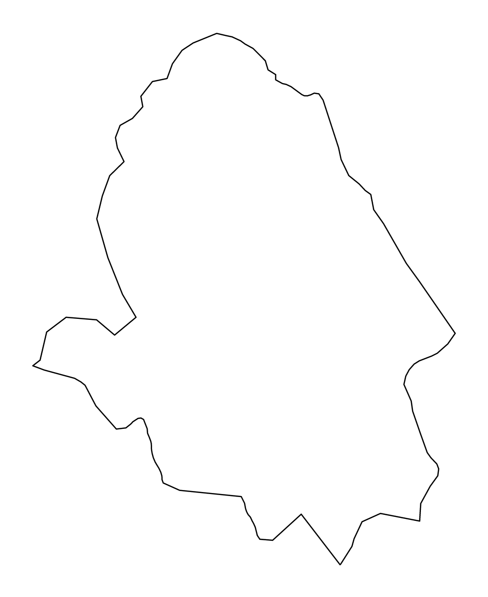 Outline map of Haa District, Bhutan.