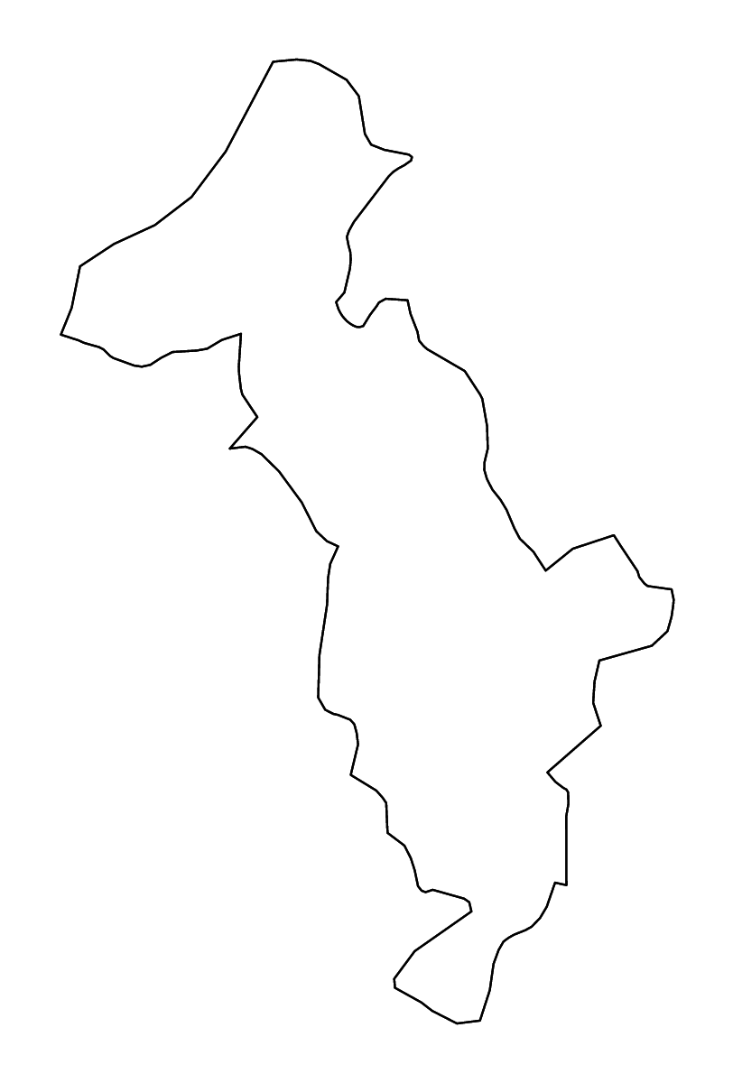 Mapa de contorno de Thimphu, Bhutan con ríos.