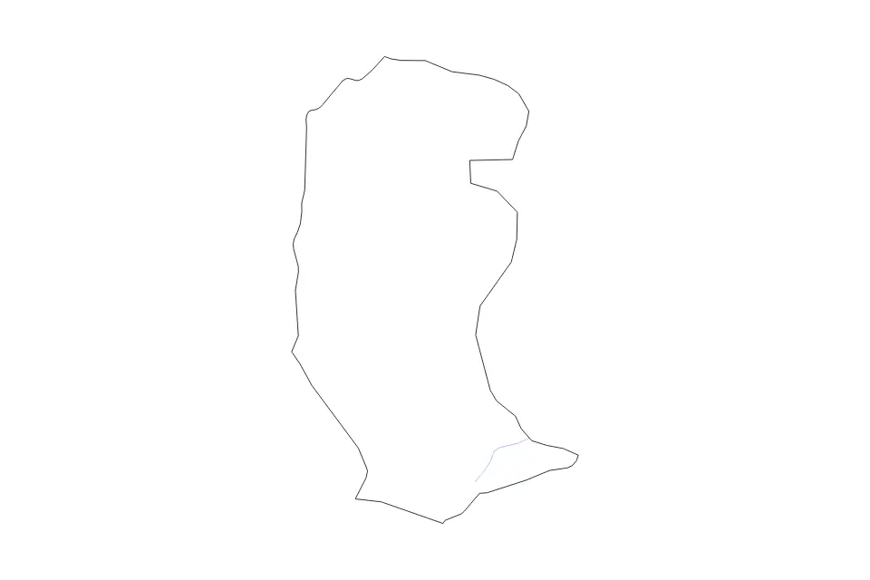 Outline map of Trashiyangtse District, Bhutan with subdivision borders and rivers.