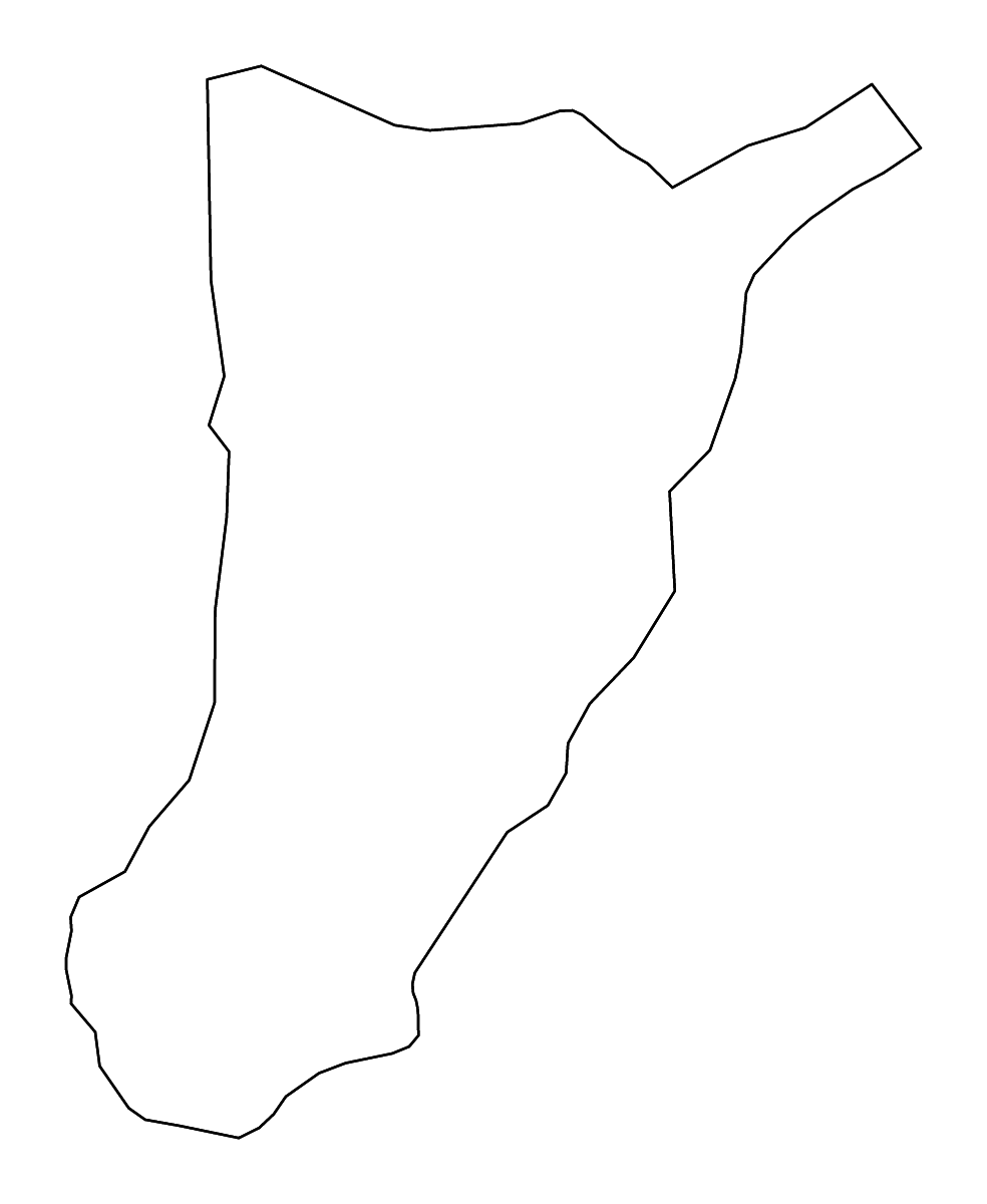 Mapa de contorno de Tsirang, Bhutan con ríos.