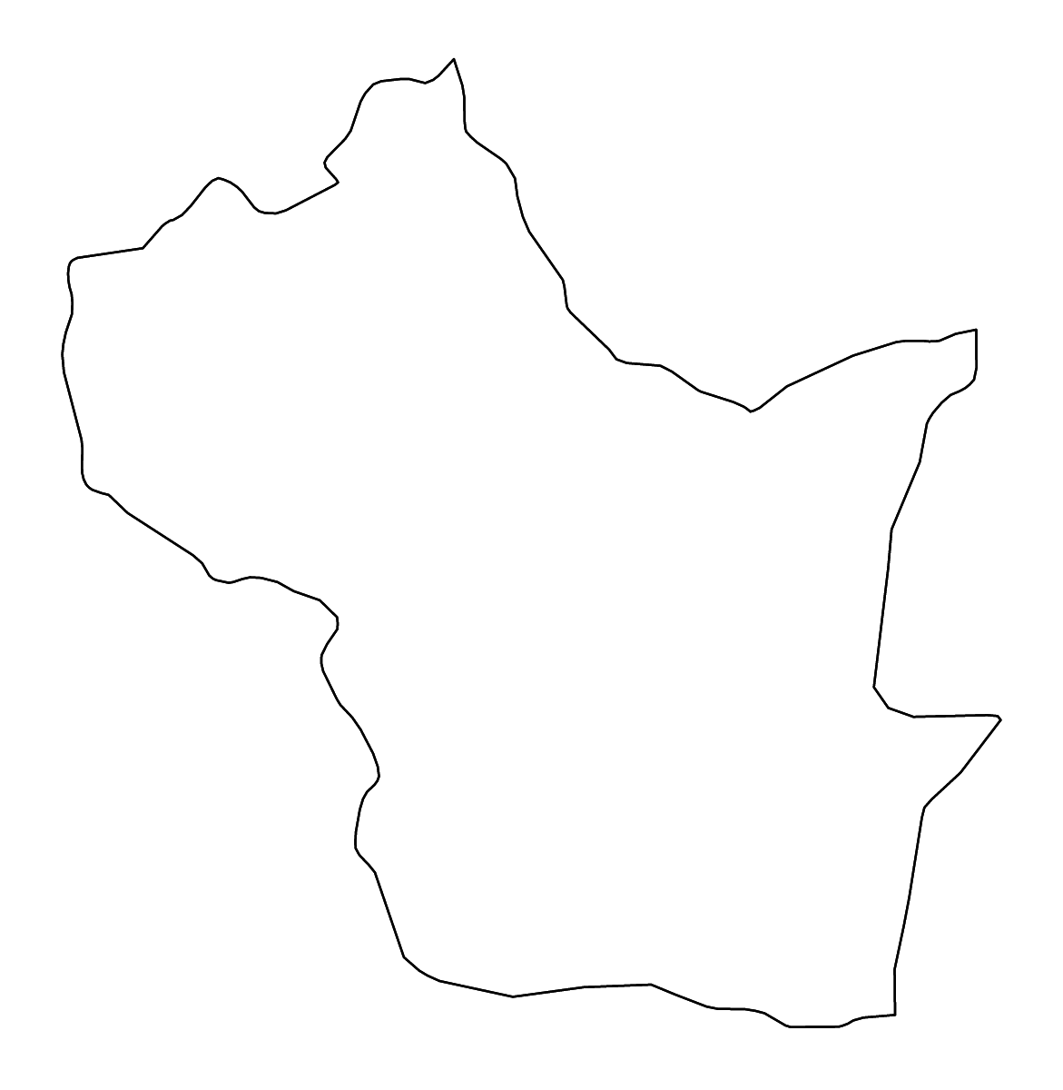 Carte de contour de Kam, Cambodia avec rivières.