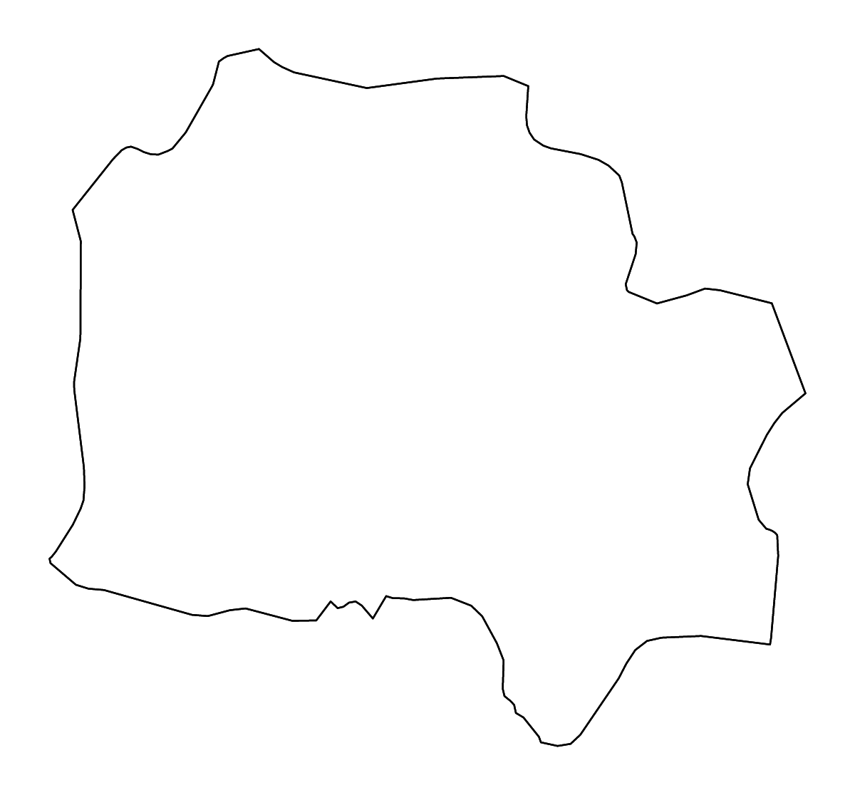 Carte de contour de Kampot, Cambodia avec rivières.