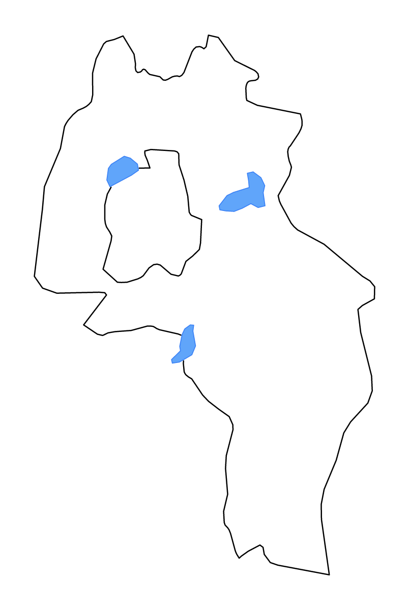 Carte de contour de Kandal, Cambodia avec lacs et rivières.