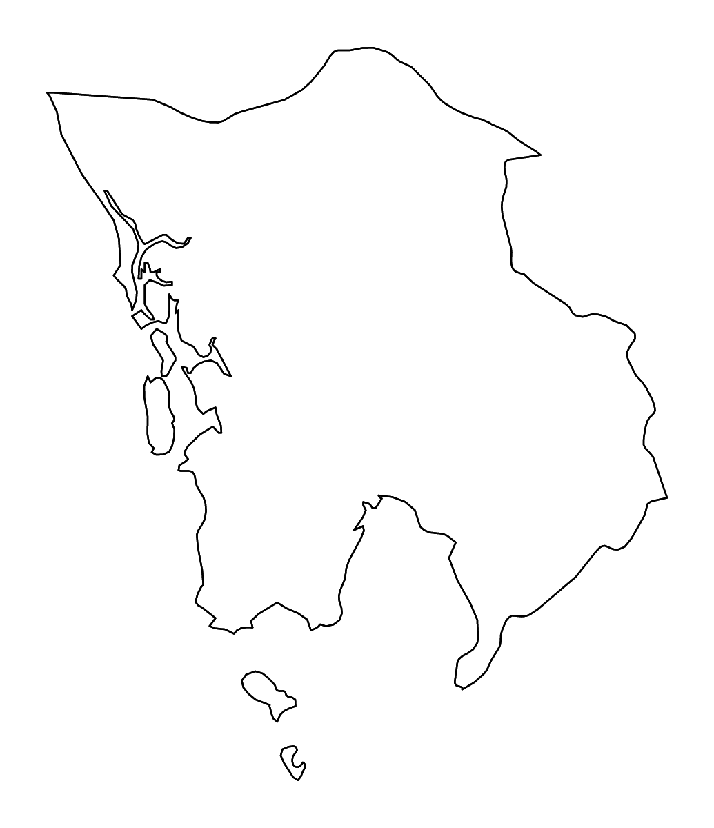 Carte de contour de Koh Kong, Cambodia avec rivières.
