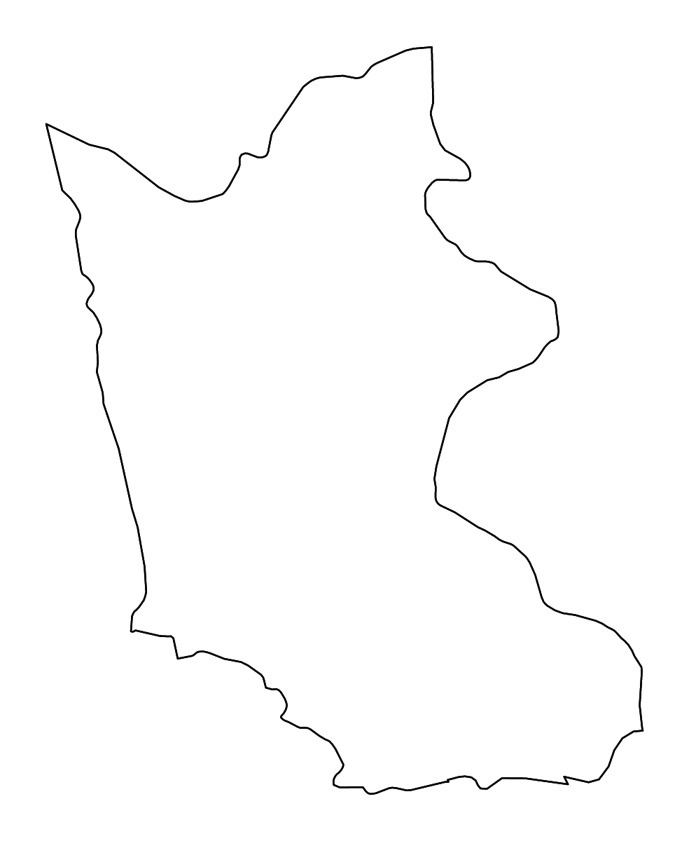 Carte de contour de Kratié, Cambodia avec rivières.