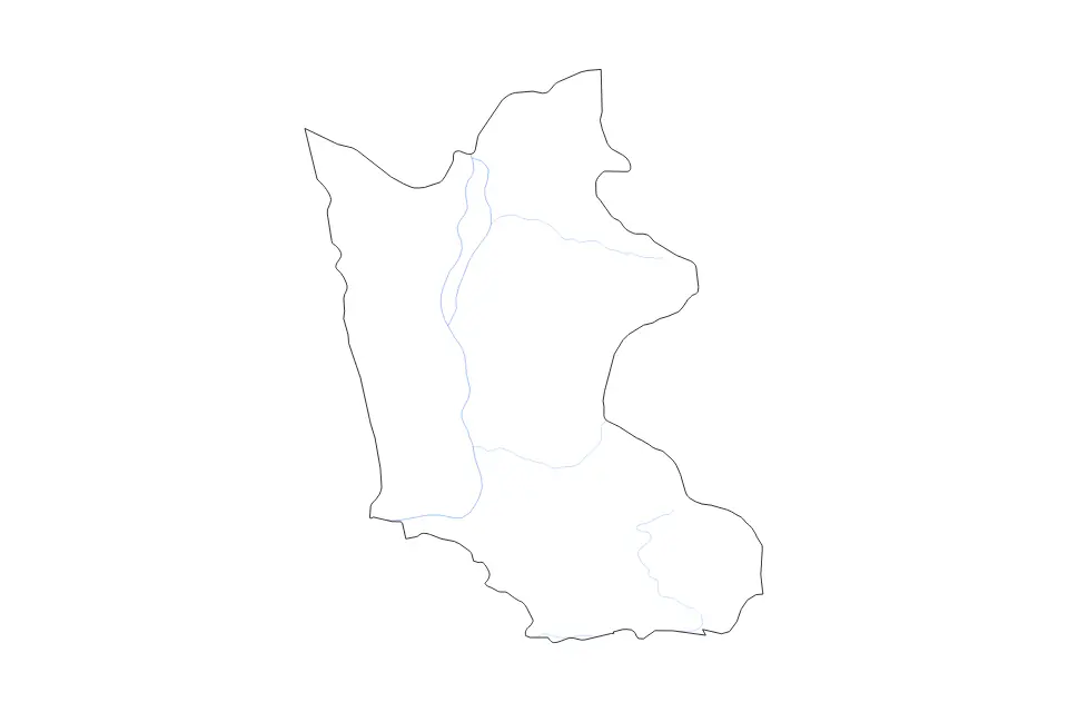 Carte de Kratié, Cambodia de type contour et rivières pour Asie, montrant contour et rivières avec des limites nettes.