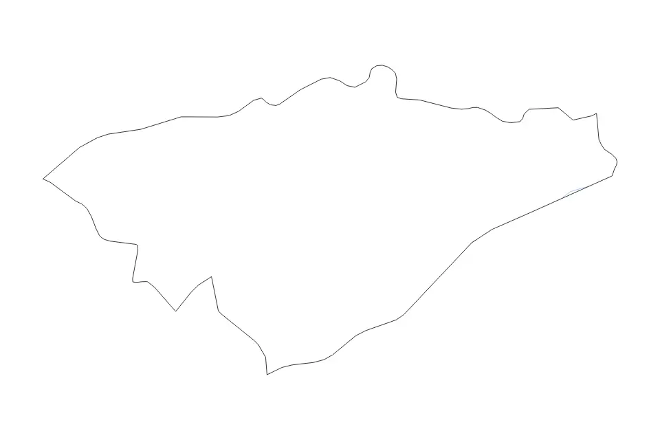 Outline map of Oddar Meanchey, Cambodia with subdivision borders and rivers.