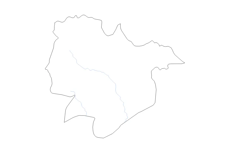 Outline map of Preah Vihear, Cambodia with subdivision borders and rivers.