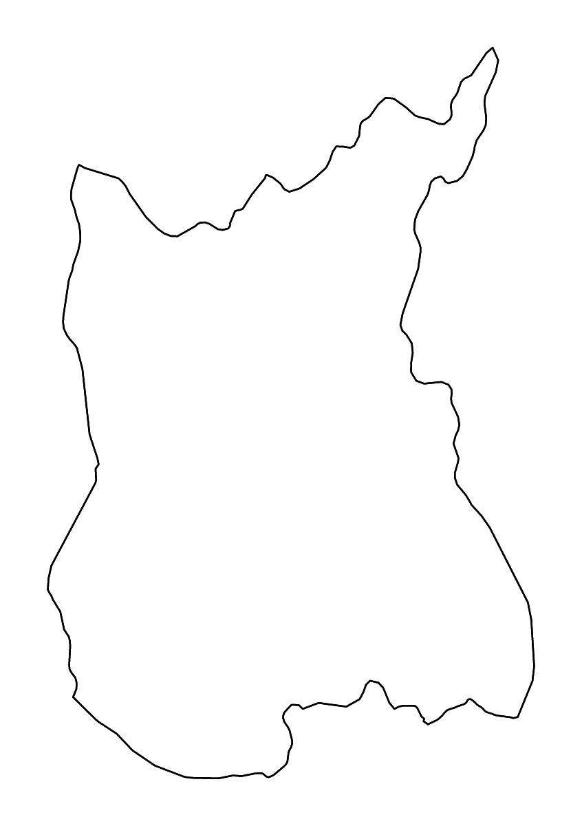 Carte de contour de Ratanakiri, Cambodia avec rivières.