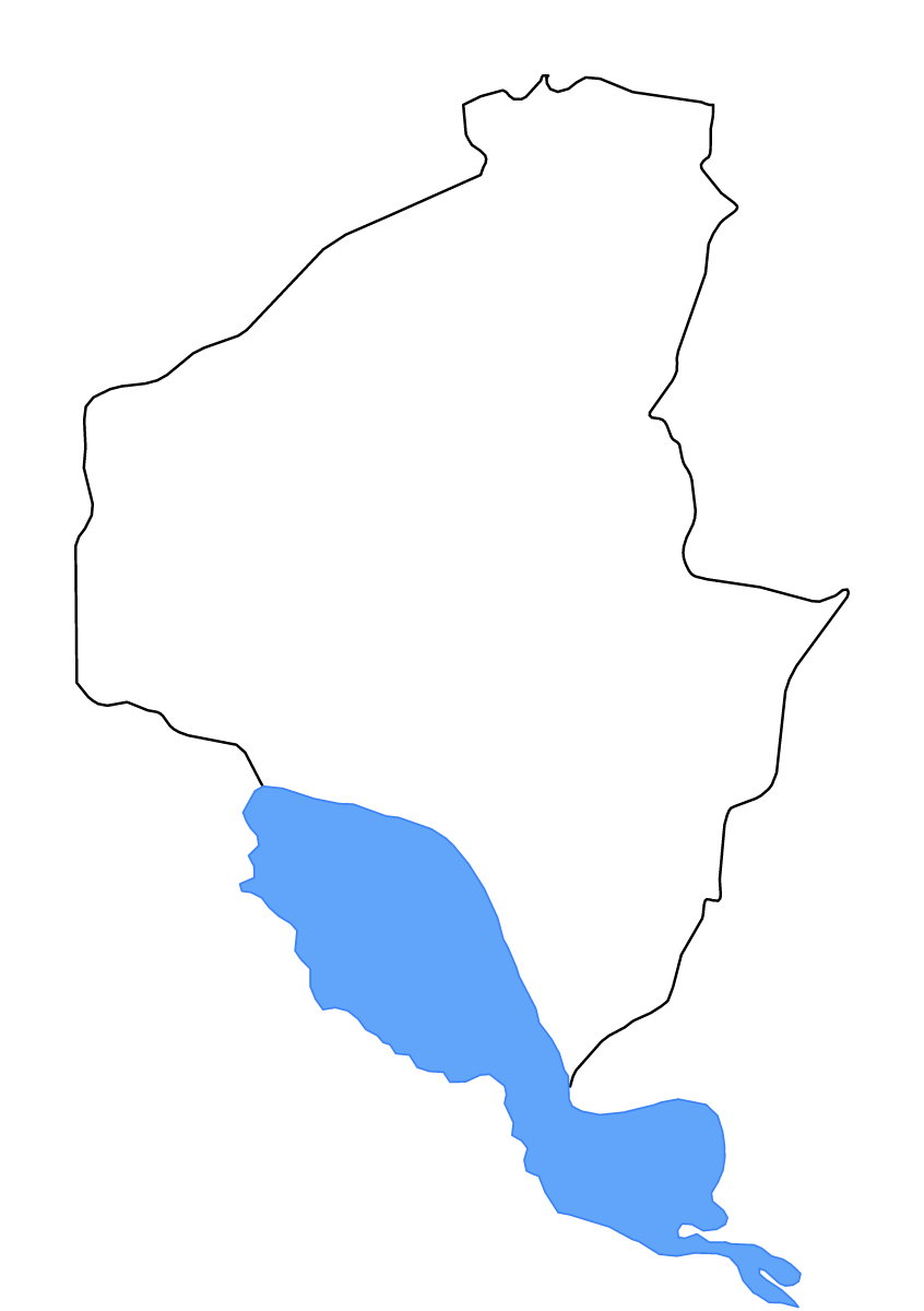 Mapa de contorno de Siem Reap, Cambodia con lagos y ríos.