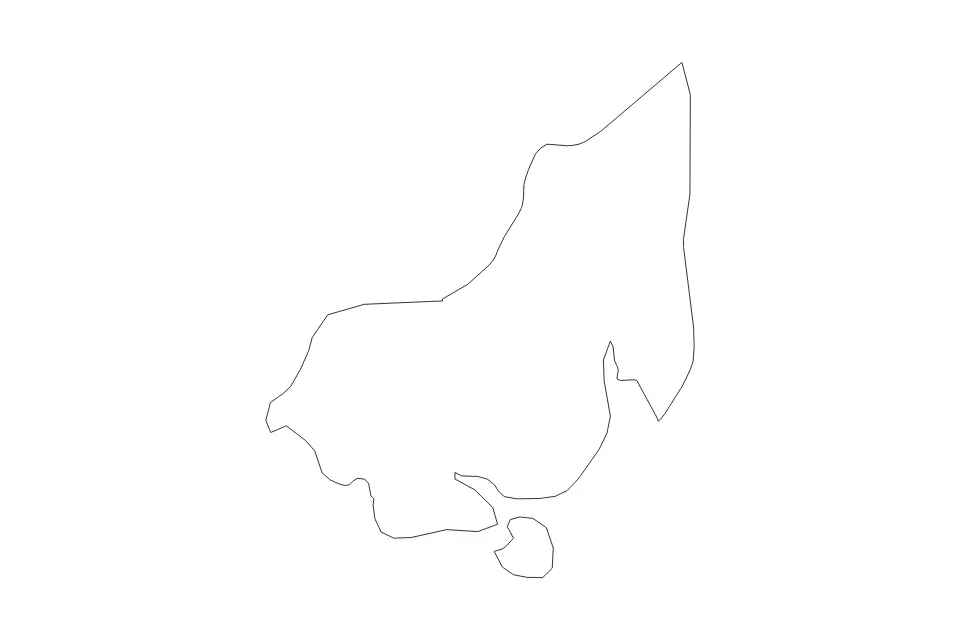 Outline map of Sihanoukville Municipality, Cambodia with subdivision borders.