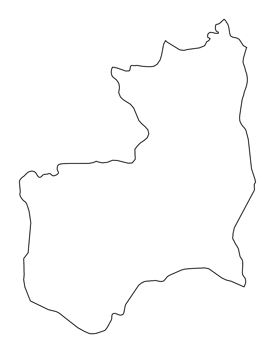 Mapa de contorno de Stung Treng, Cambodia con ríos.