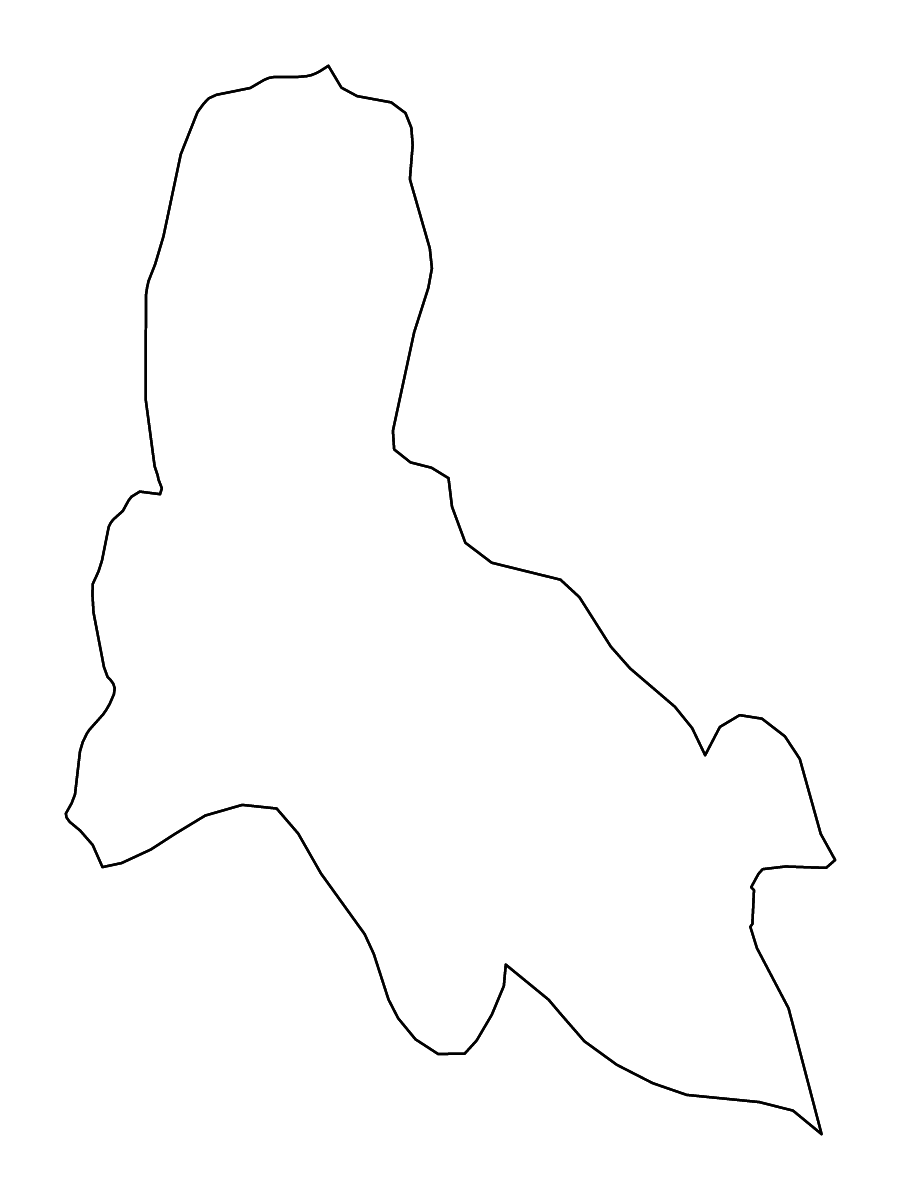 Mapa de contorno de Svay Rieng, Cambodia con ríos.