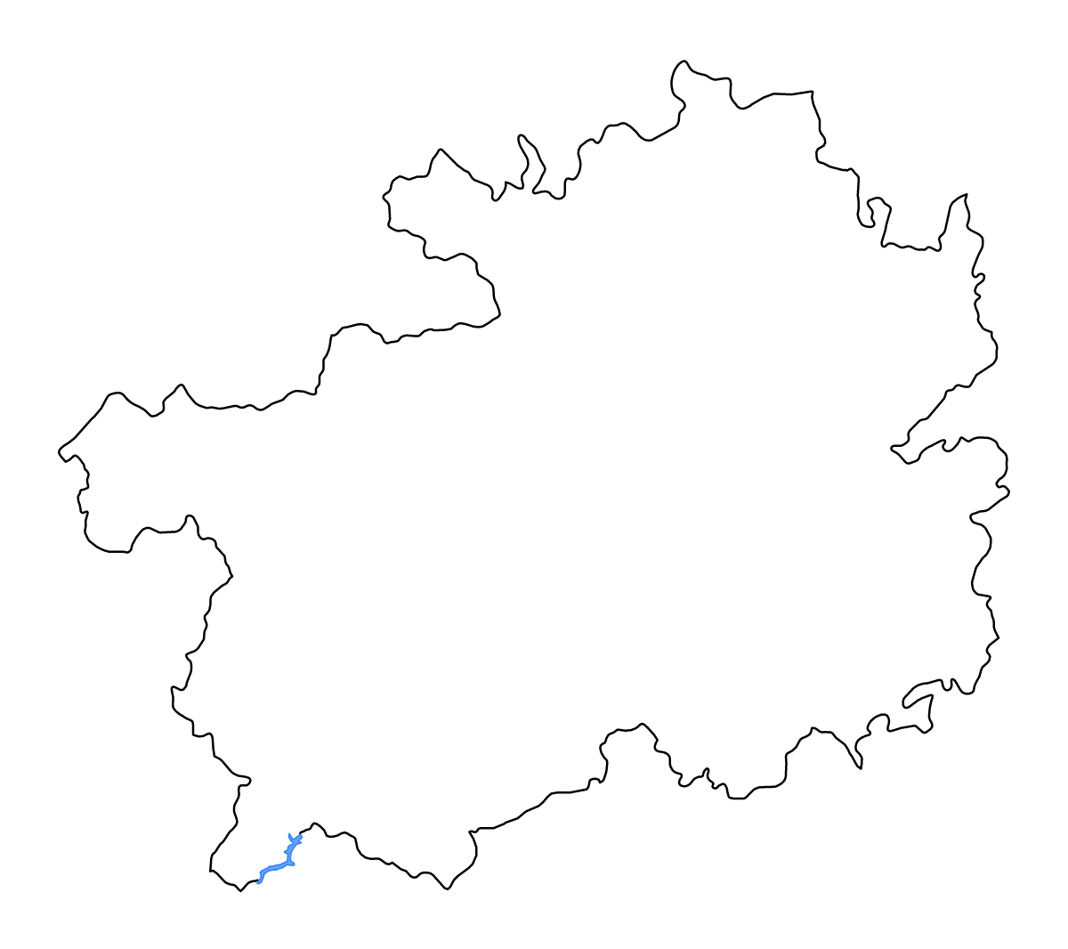 Carte de contour de Guizhou, China avec lacs et rivières.
