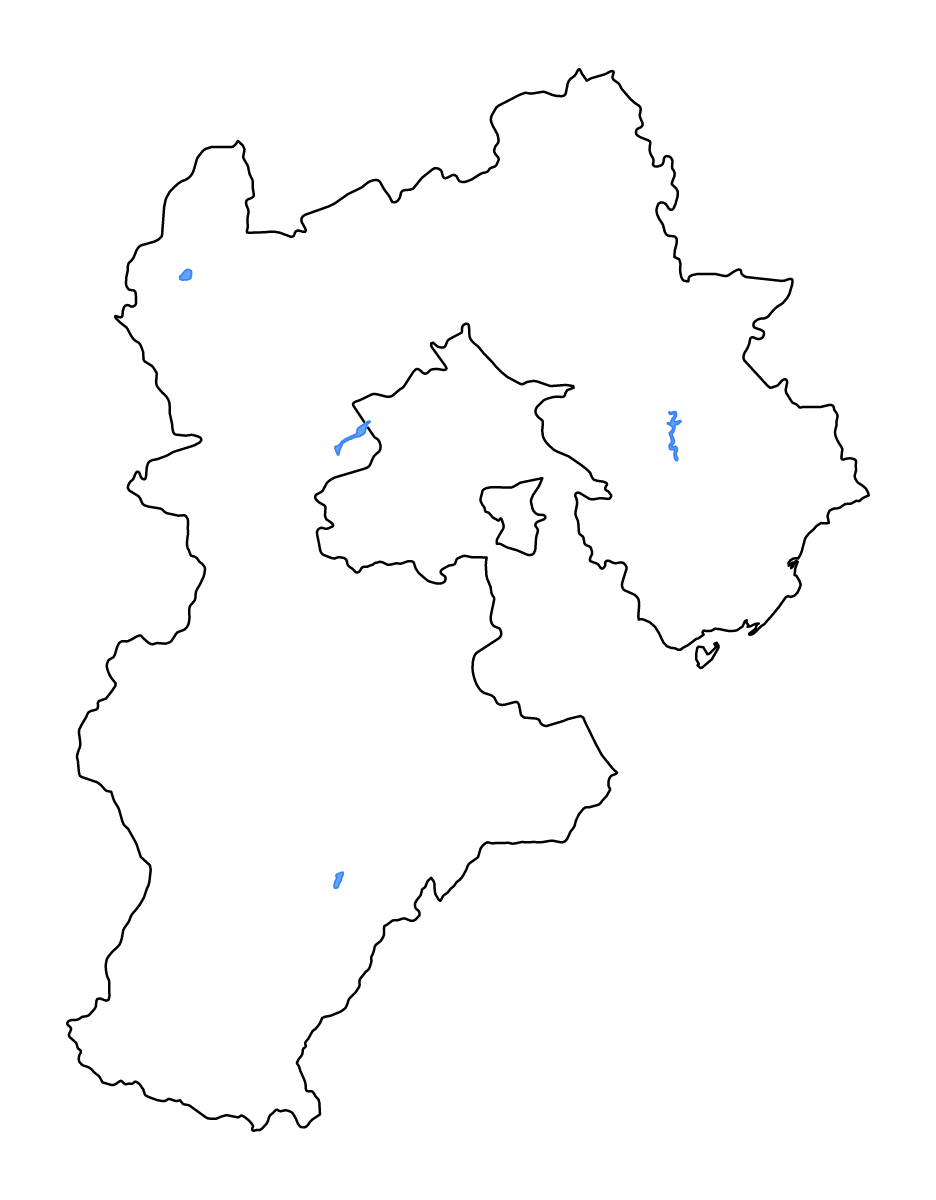 Carte de contour de Hebei, China avec lacs et rivières.