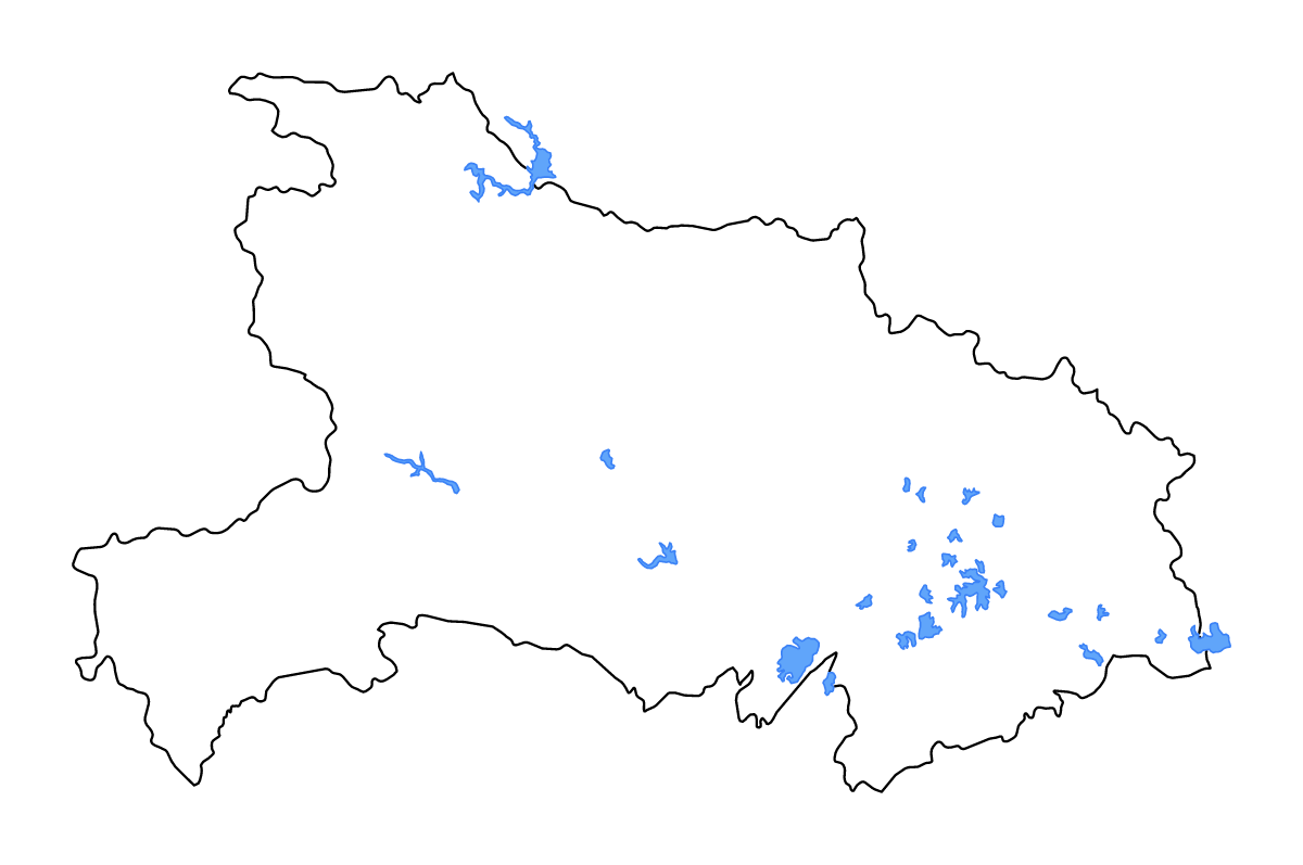 Carte de contour de Hubei, China avec lacs et rivières.