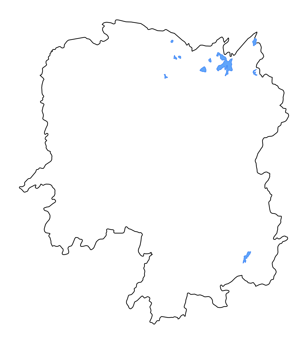 Carte de contour de Hunan, China avec lacs et rivières.