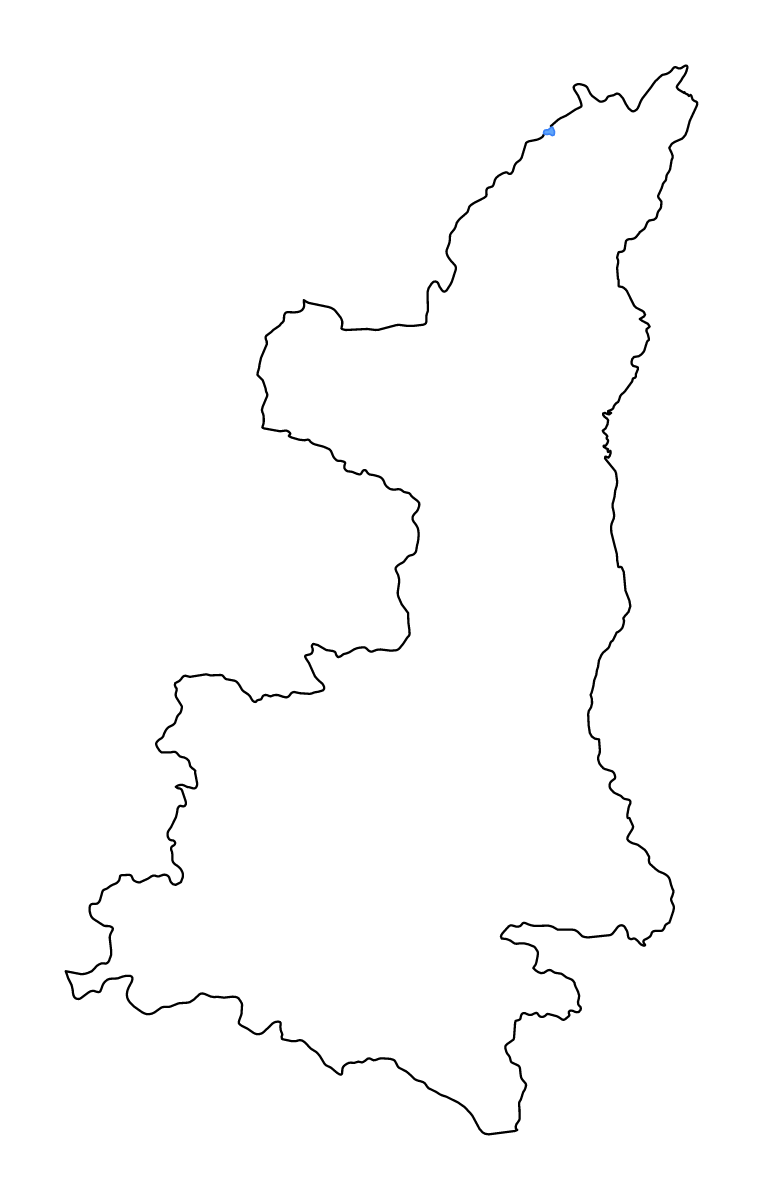Mapa de contorno de Shaanxi, China con lagos y ríos.