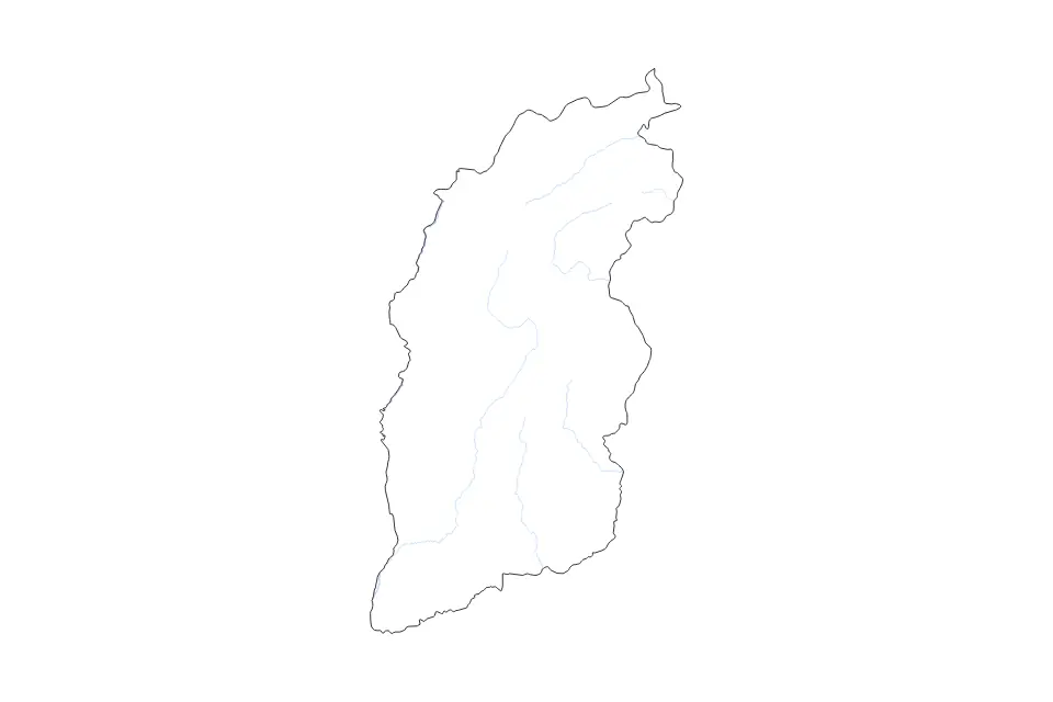 Outline map of Shanxi, China with subdivision borders and rivers.