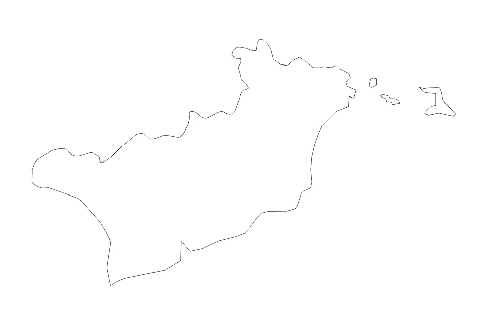 Outline map of Larnaca District, Cyprus with subdivision borders.