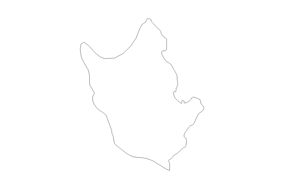 Outline map of Paphos District, Cyprus with subdivision borders.