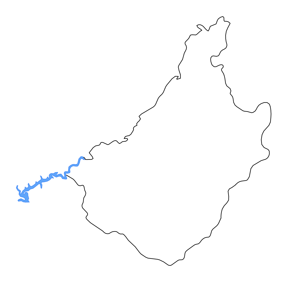 Carte de contour de Chagang, Dem. Rep. Korea avec lacs et rivières.