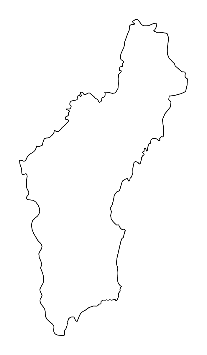 Mapa de contorno de North Hamgyong, Dem. Rep. Korea con ríos.