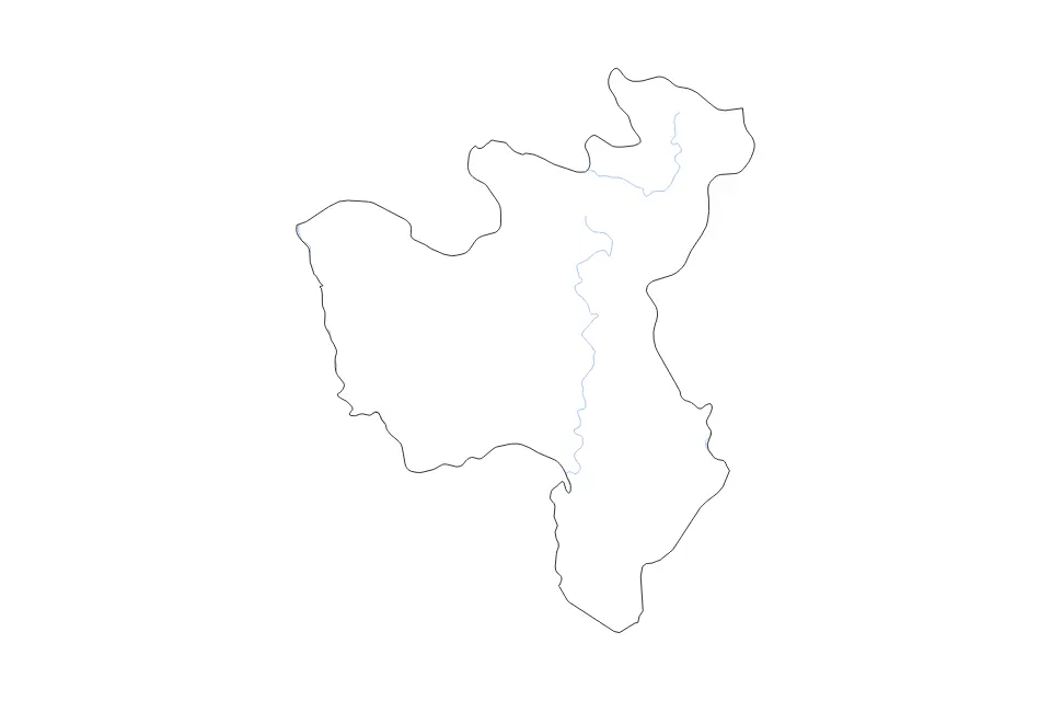 Outline map of North Hwanghae, Dem Rep Korea with subdivision borders and rivers.