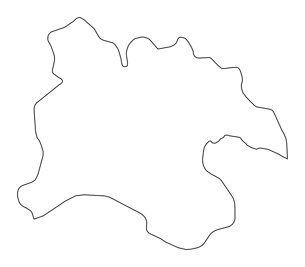 Outline map of Pyongyang Special City, Dem. Rep. Korea with rivers.