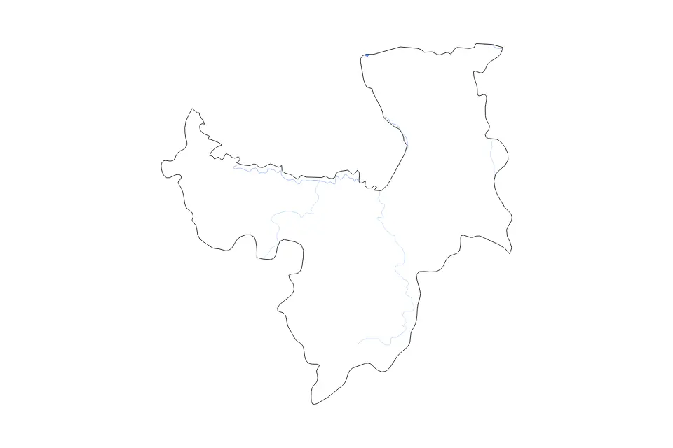 Outline map of Ryanggang, Dem Rep Korea with subdivision borders and major lakes and rivers.