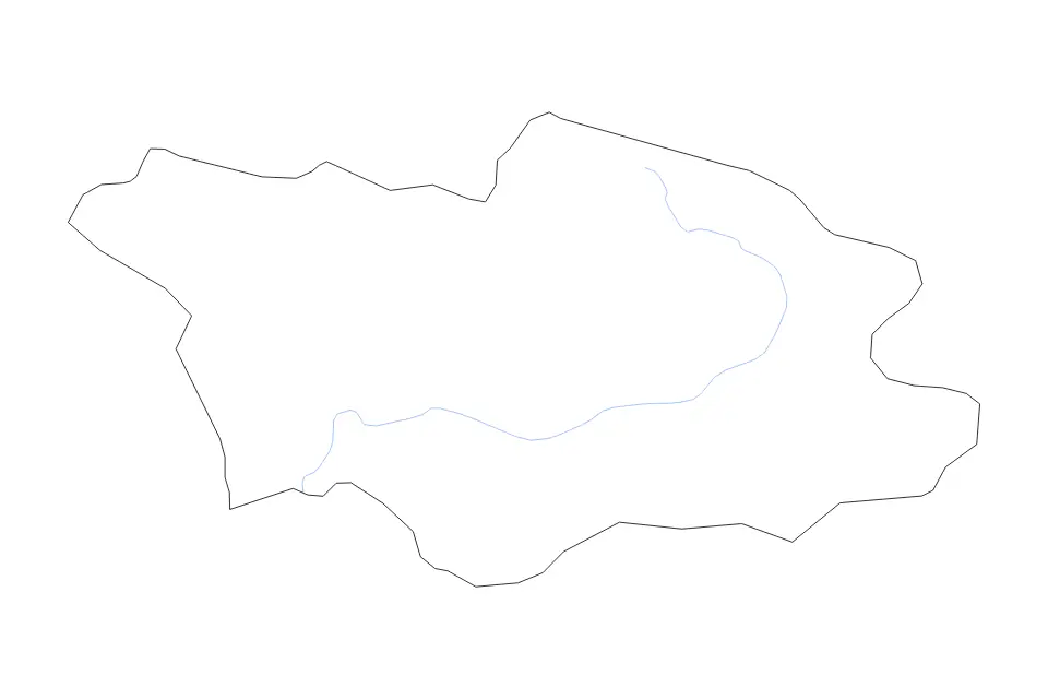 Outline map of Racha-Lechkhumi and Kvemo Svaneti, Georgia with subdivision borders and rivers.