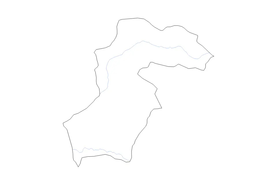 Outline map of Samegrelo-Zemo Svaneti, Georgia with subdivision borders and rivers.