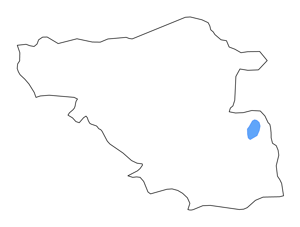 Mapa de contorno de Samtskhe–Javakheti, Georgia con lagos y ríos.