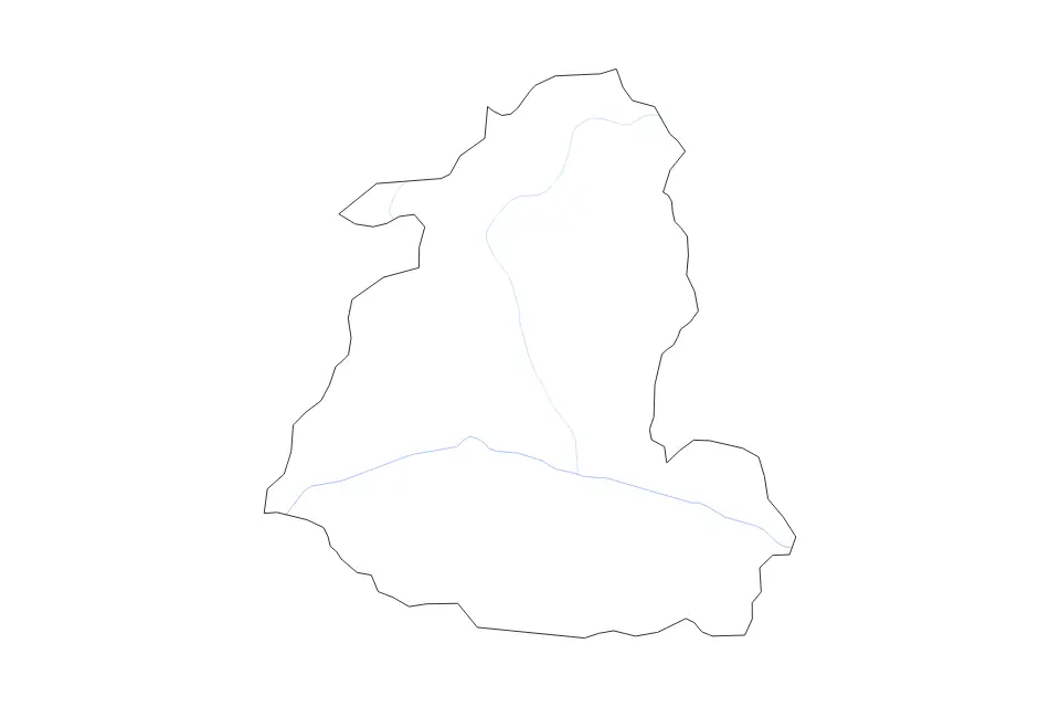 Outline map of Shida Kartli, Georgia with subdivision borders and rivers.