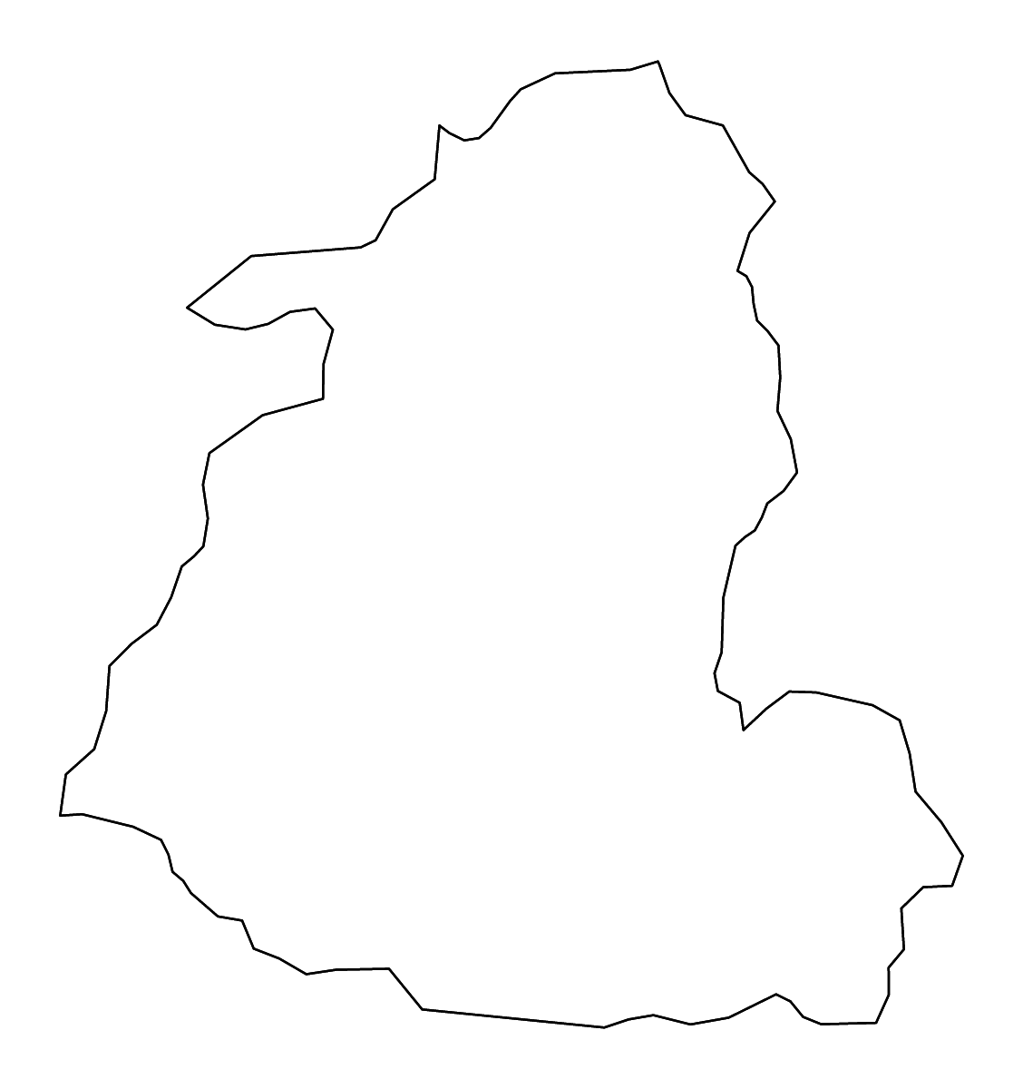 Mapa de contorno de Shida Kartli, Georgia con ríos.