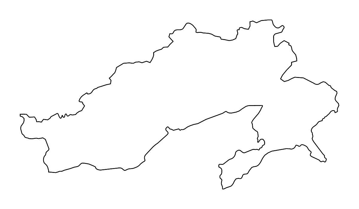 Mapa de contorno de Arunachal Pradesh, India con ríos.