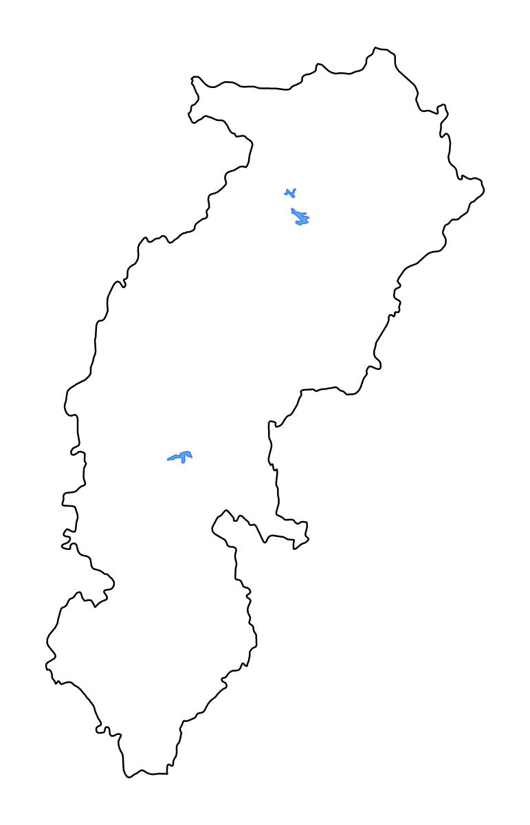 Carte de contour de Chhattisgarh, India avec lacs et rivières.