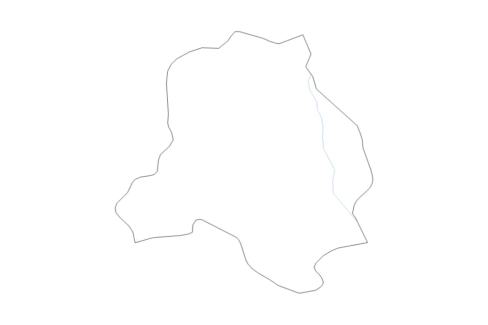 Outline map of Delhi Union Territory, India with subdivision borders and rivers.
